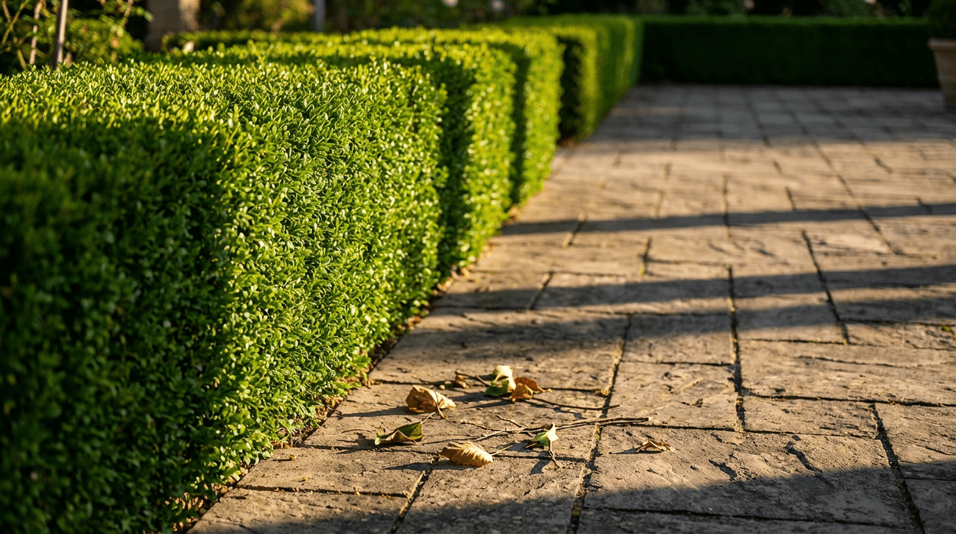 Privacy screens and hedges installed in yard